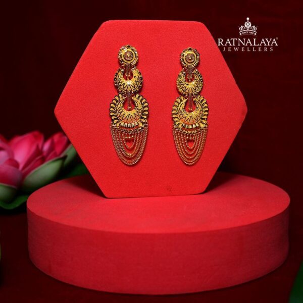 Three Layer Long Chandbali Earrings