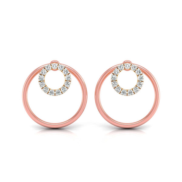 TWO CIRCLE DIAMOND EAR STUD FOR WOMEN