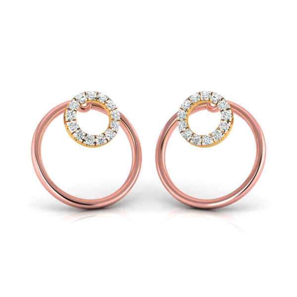 TWO CIRCLE DIAMOND EAR STUD FOR WOMEN