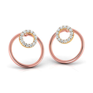 TWO CIRCLE DIAMOND EAR STUD FOR WOMEN
