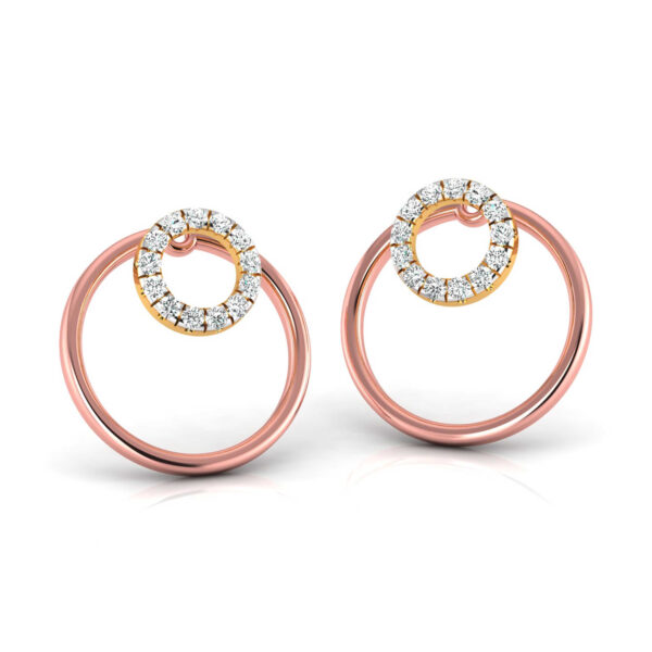 TWO CIRCLE DIAMOND EAR STUD FOR WOMEN