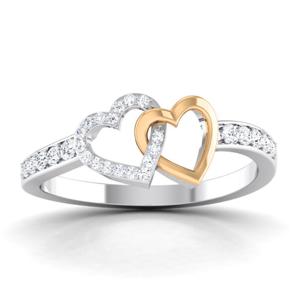 Valentine Rings Two heart shape Gold mix Platinum