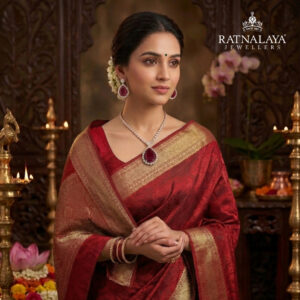 Pure Luxury Crafted in Red Diamond Necklace set