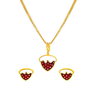 Traditional Textured Yellow Gold 22k KIDS PENDENT SET
