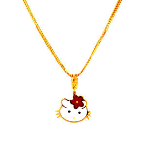 Traditional Textured Yellow Gold 22k KIDS PENDENT SET