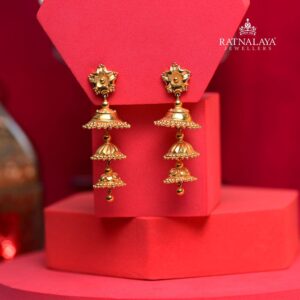 Fancy round and circle patterned jhumkas