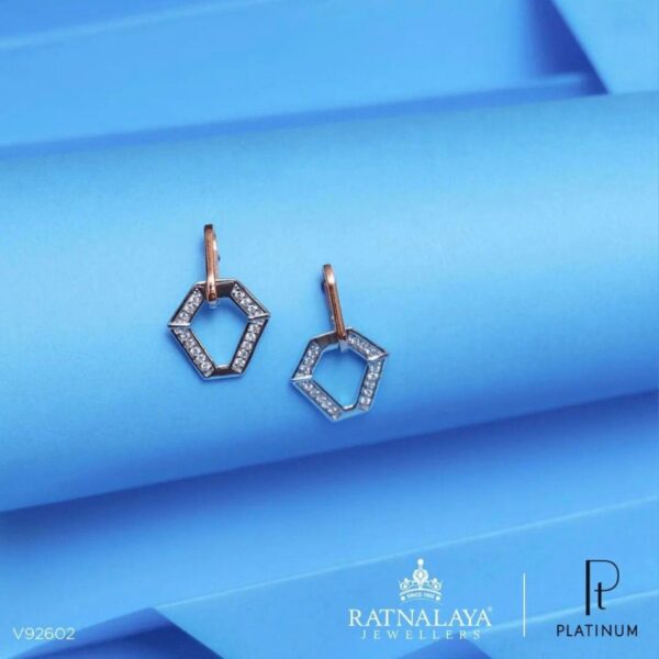 Polygon Shape Platinum Earrings