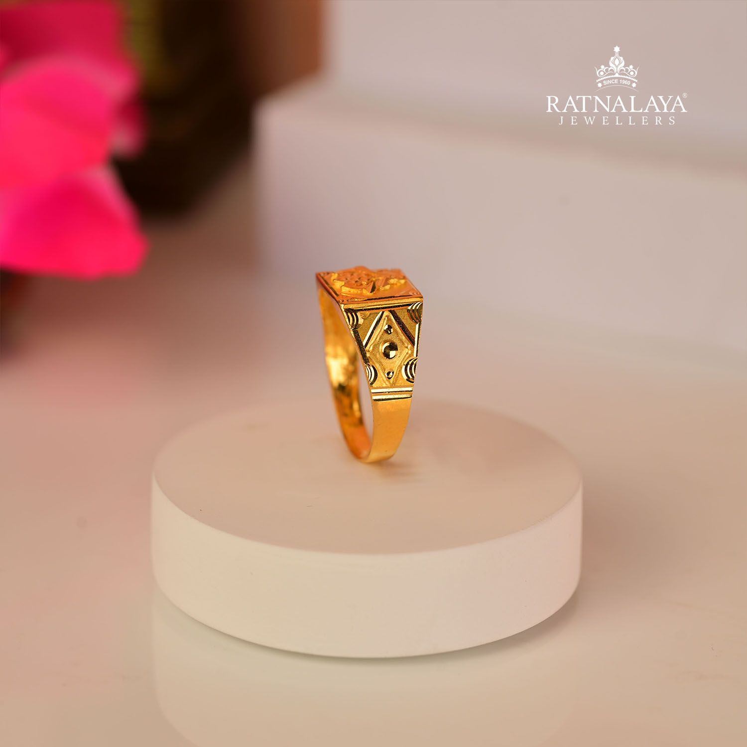 Waheguru Enamelled 22KT Gold Ring | Tallajewellers