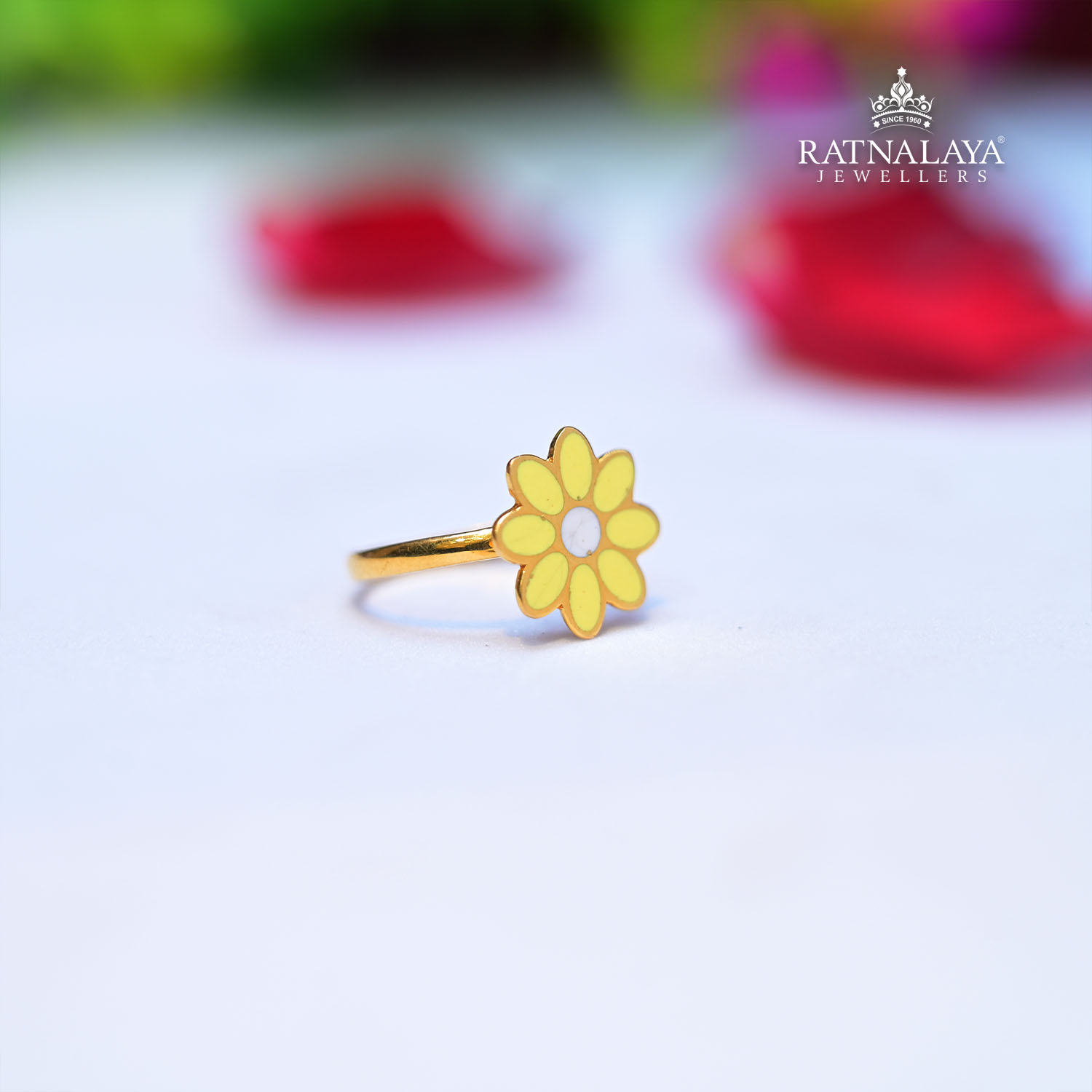 Buy 22Kt Precious Stone Studded Shimmering Floral Gold Ring For Baby Girl  95MP3300 Online from Vaibhav Jewellers