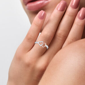 Valentine Rings Two heart shape Gold mix Platinum