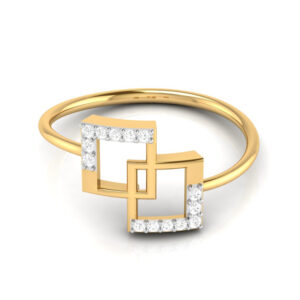 TWO SQUARE SHAPE DIAMOND LADIES RING 18kt GOLD
