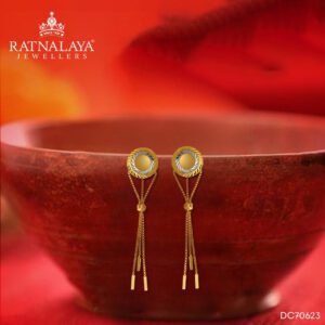 ROPE DESIGN EARRINGS ROUND TOPS 22kt GOLD